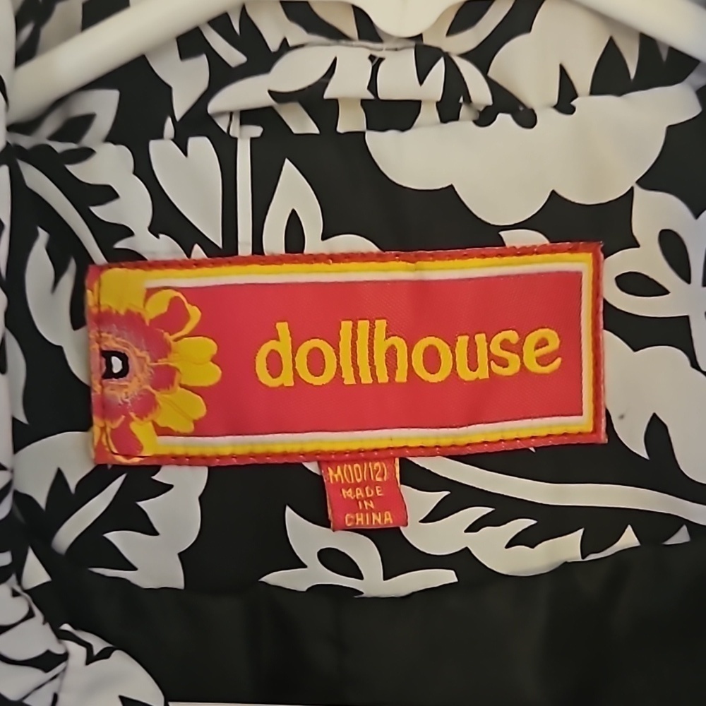 DOLLHOUSE Monochrome Floral Double Breasted Swing Jacket Size 10/12 - Picture 5 of 8